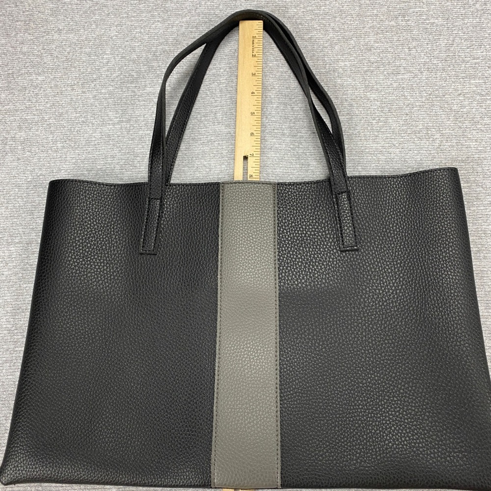 Vince Camuto Black Grey Pebbled Vegan Leather Tote Bag Colorblock Shoulder Bag - Picture 3 of 11